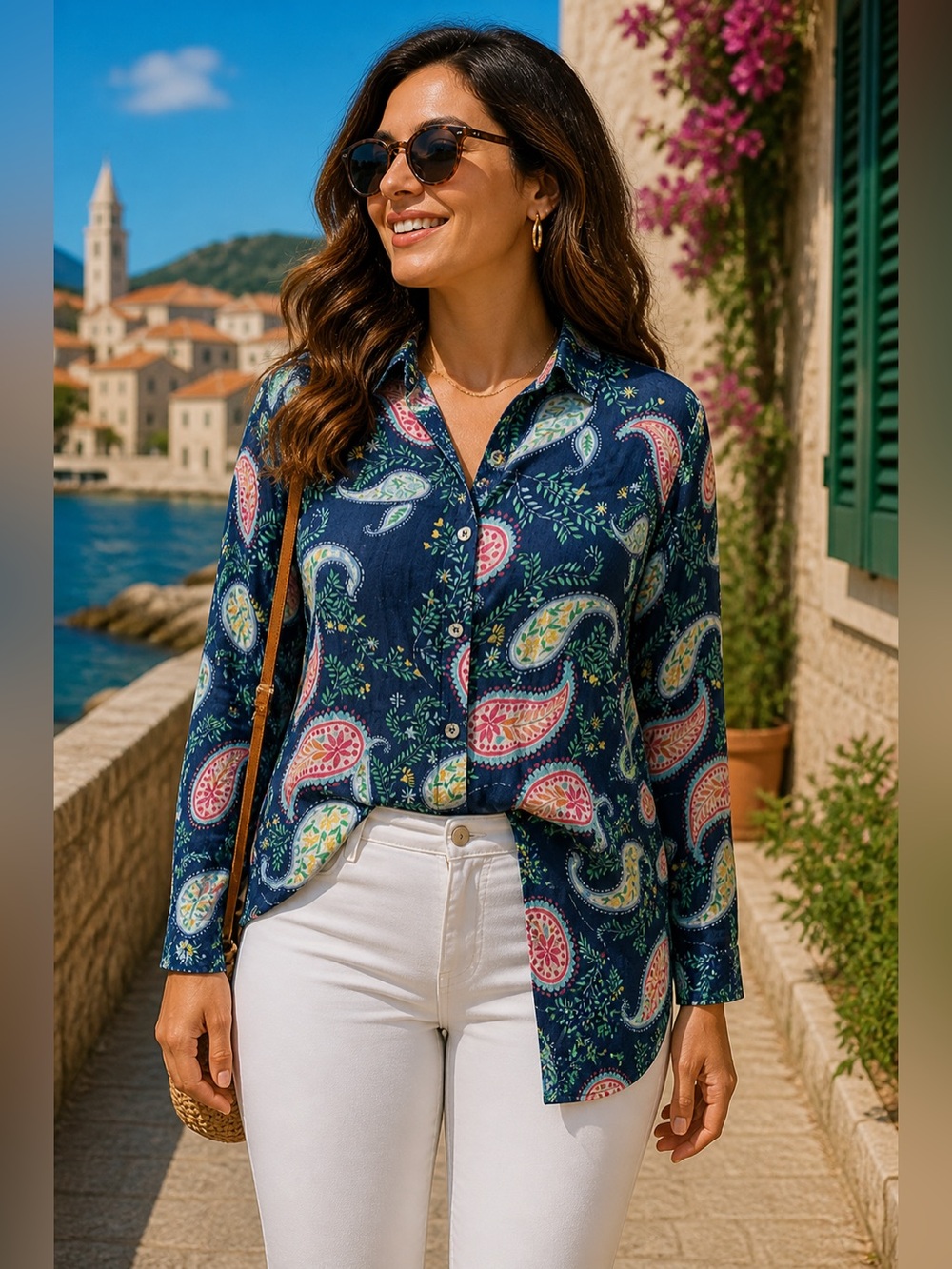 Talbots Button Down Shirt - Navy and Mint - Picture 12 of 12